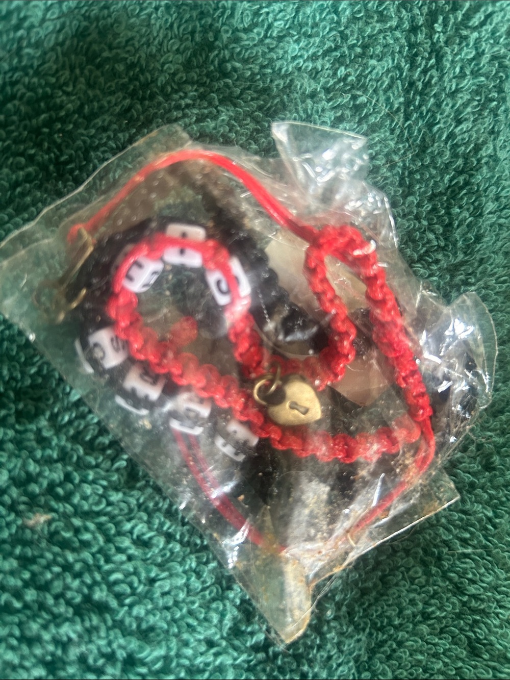 Red Braided and Bead Charm Bracelet Set